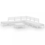 8 részes fehér tömör fenyőfa kerti ülőgarnitúra