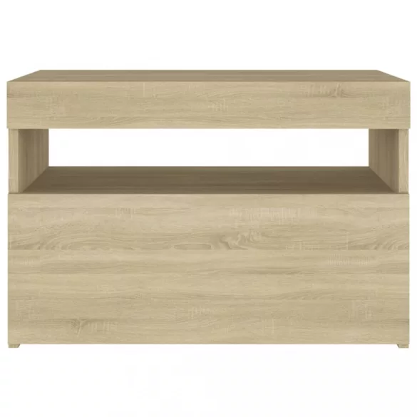 sonoma tölgyszínű éjjeliszekrény LED-lámpákkal 60x35x40 cm