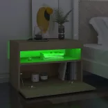 2 db sonoma tölgyszínű éjjeliszekrény LED-lámpákkal 60x35x40 cm