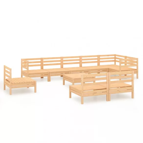 10 részes tömör fenyőfa kerti ülőgarnitúra