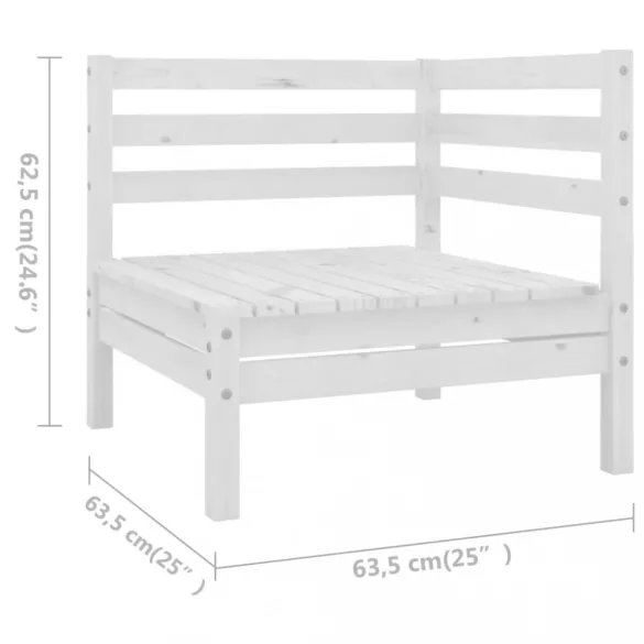 7 részes fehér tömör fenyőfa kerti ülőgarnitúra