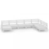 8 részes fehér tömör fenyőfa kerti ülőgarnitúra