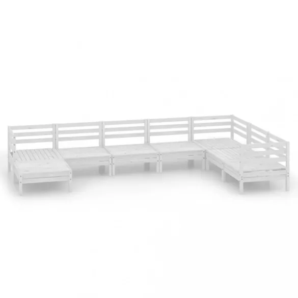 8 részes fehér tömör fenyőfa kerti ülőgarnitúra