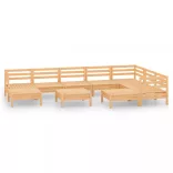 10 részes tömör fenyőfa kerti bútorgarnitúra