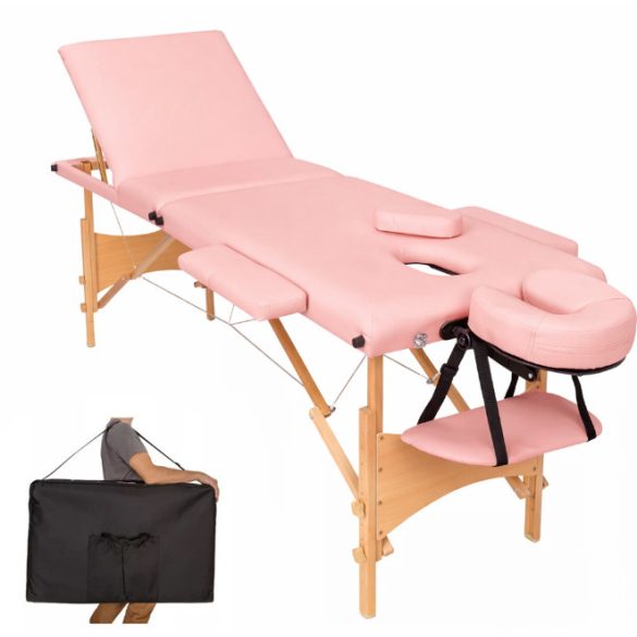 3 zónás rózsaszín fa masszázságy hordozótáskával-3104S