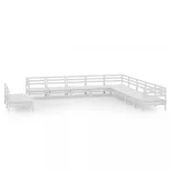 11 részes fehér tömör fenyőfa kerti ülőgarnitúra