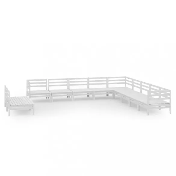 11 részes fehér tömör fenyőfa kerti ülőgarnitúra