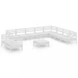 11 részes fehér tömör fenyőfa kerti ülőgarnitúra