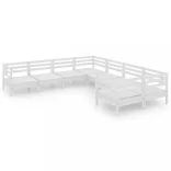 8 részes fehér tömör fenyőfa kerti ülőgarnitúra