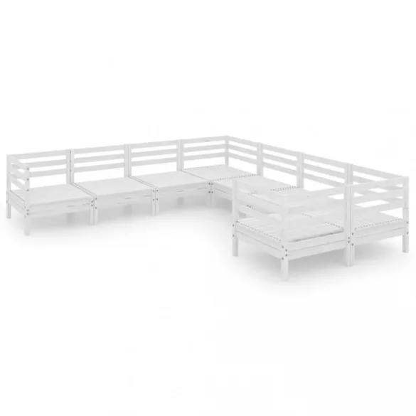 8 részes fehér tömör fenyőfa kerti ülőgarnitúra