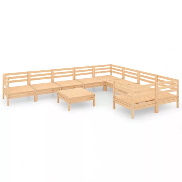 10 részes tömör fenyőfa kerti bútorgarnitúra