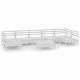 8 részes fehér tömör fenyőfa kerti ülőgarnitúra