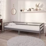 szürke tömör fenyőfa dívány matraccal 90 x 200 cm