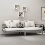 szürke tömör fenyőfa dívány matraccal 90 x 200 cm