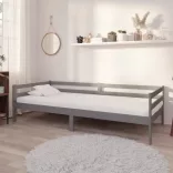 szürke tömör fenyőfa dívány matraccal 90 x 200 cm