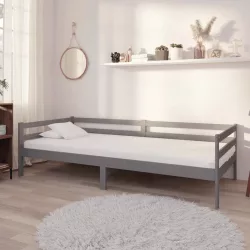 szürke tömör fenyőfa dívány matraccal 90 x 200 cm