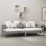 szürke tömör fenyőfa dívány matraccal 90 x 200 cm