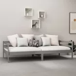 szürke tömör fenyőfa dívány matraccal 90 x 200 cm