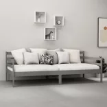 szürke tömör fenyőfa dívány matraccal 90 x 200 cm