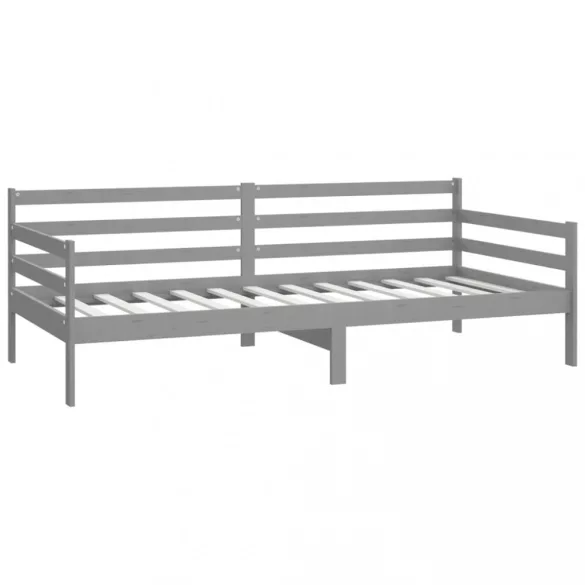 szürke tömör fenyőfa dívány matraccal 90 x 200 cm