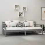 szürke tömör fenyőfa dívány matraccal 90 x 200 cm