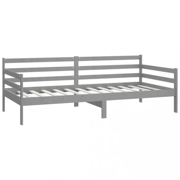 szürke tömör fenyőfa dívány matraccal 90 x 200 cm