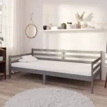 szürke tömör fenyőfa dívány matraccal 90 x 200 cm