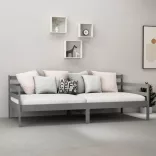 szürke tömör fenyőfa dívány matraccal 90 x 200 cm