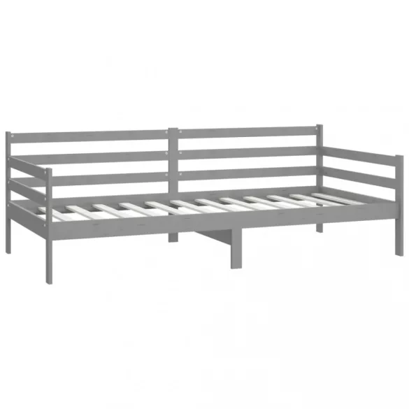szürke tömör fenyőfa dívány matraccal 90 x 200 cm