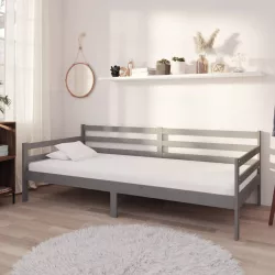 szürke tömör fenyőfa dívány matraccal 90 x 200 cm