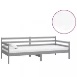 szürke tömör fenyőfa dívány matraccal 90 x 200 cm