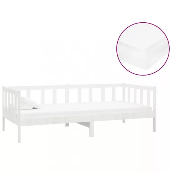 fehér tömör fenyőfa dívány matraccal 90 x 200 cm