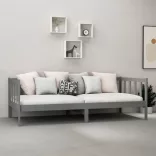 szürke tömör fenyőfa dívány matraccal 90 x 200 cm