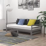 szürke tömör fenyőfa kihúzható kanapéágy 2 x (90 x 200) cm