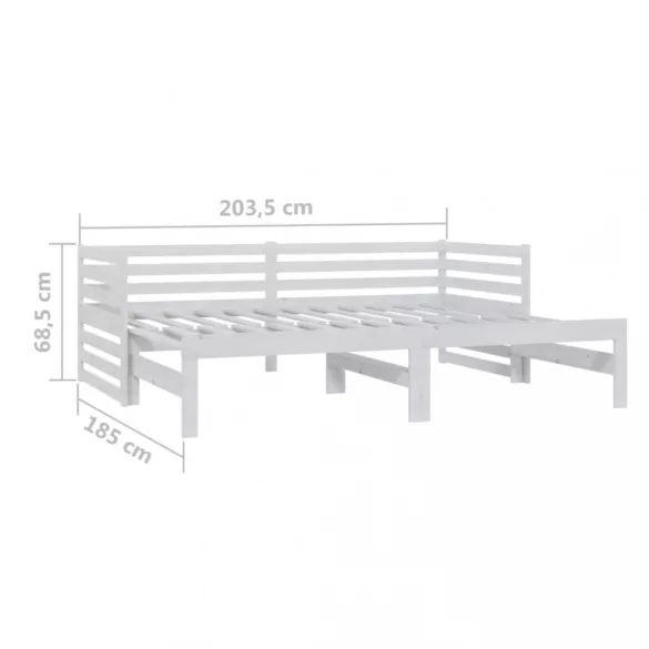 fehér tömör fenyőfa kihúzható kanapéágy 2 x (90 x 200) cm