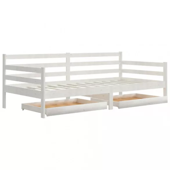 fehér tömör fenyőfa dívány fiókokkal 90 x 200 cm