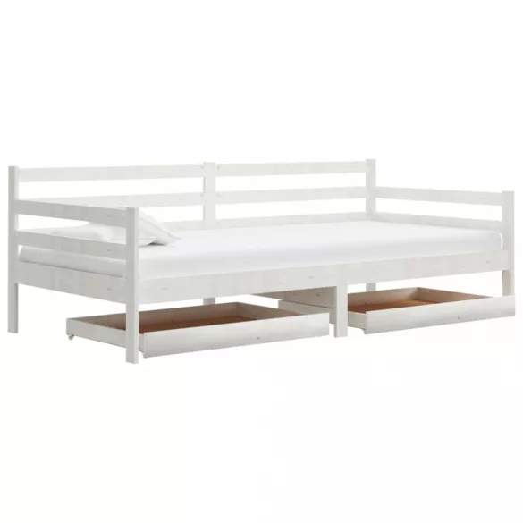 fehér tömör fenyőfa dívány fiókokkal 90 x 200 cm