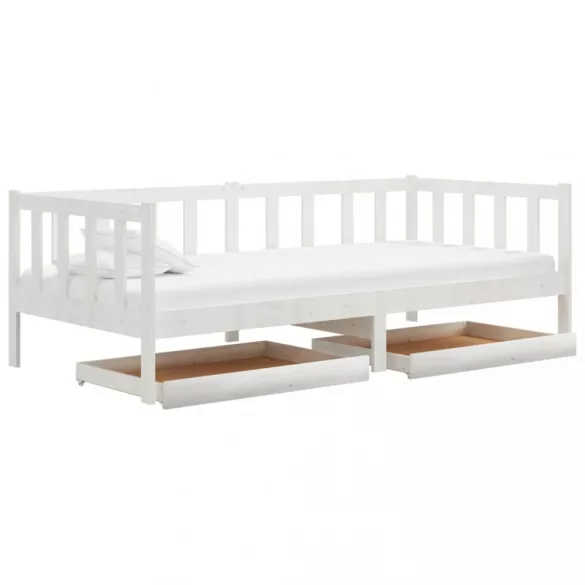 fehér tömör fenyőfa dívány fiókokkal 90 x 200 cm