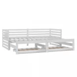 fehér tömör fenyőfa kihúzható kanapéágy 2 x (90 x 200) cm