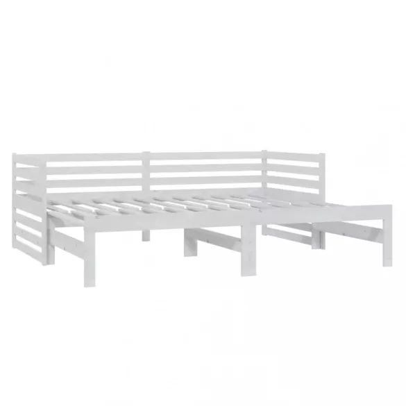 fehér tömör fenyőfa kihúzható kanapéágy 2 x (90 x 200) cm