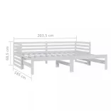 fehér tömör fenyőfa kihúzható kanapéágy 2 x (90 x 200) cm