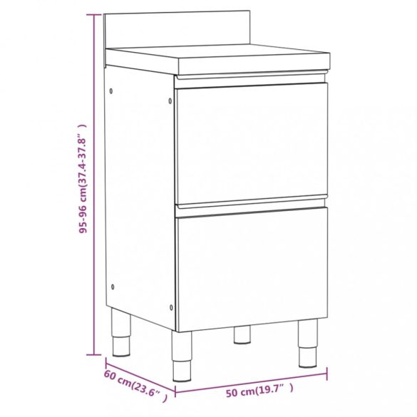 3 db rozsdamentes acél konyhaszekrény