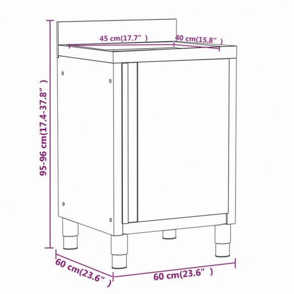 2 db rozsdamentes acél konyhaszekrény