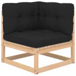 8 részes tömör fenyőfa kerti ülőgarnitúra párnákkal