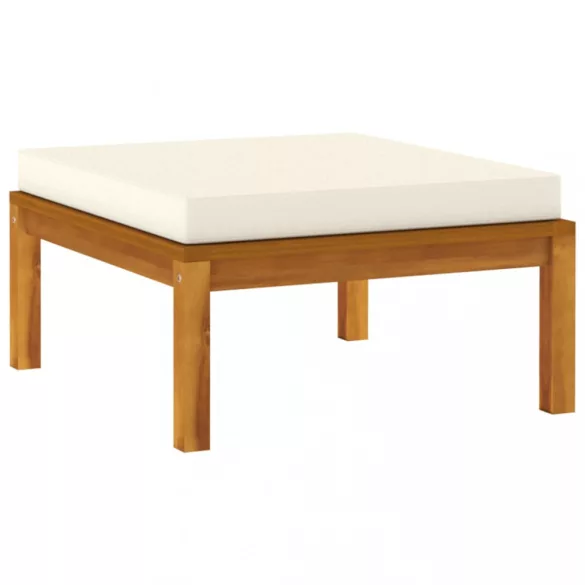 10 részes tömör akácfa kerti ülőgarnitúra krémszínű párnával