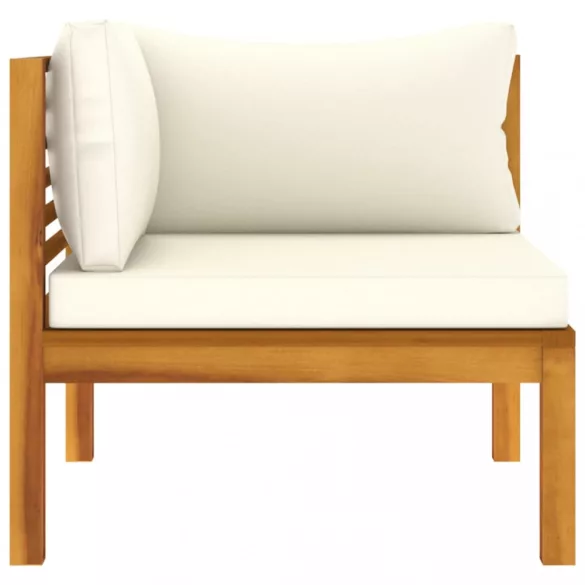 12 részes tömör akácfa kerti ülőgarnitúra krémszínű párnával
