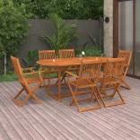 7 részes tömör akácfa kerti étkezőgarnitúra 180 x 90 x 75 cm