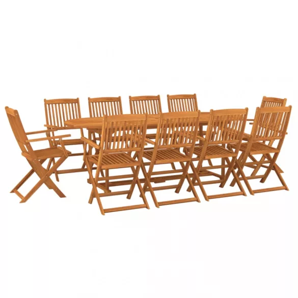 11 részes tömör akácfa kerti étkezőgarnitúra 220x90x75 cm