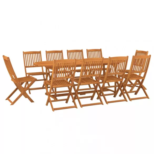 11 részes tömör akácfa kerti étkezőgarnitúra 220x90x75 cm