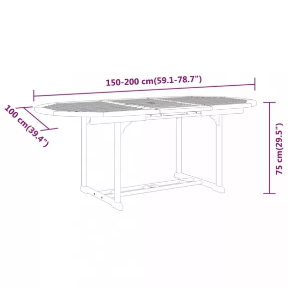7 részes tömör eukaliptuszfa kerti étkezőgarnitúra
